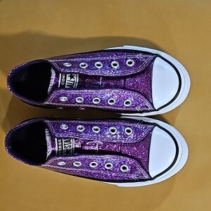 CONVERSE Kids purple glitter sneakers